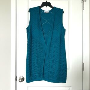 Allison Daley Turquoise Blue Knit Sleeveless Cardigan